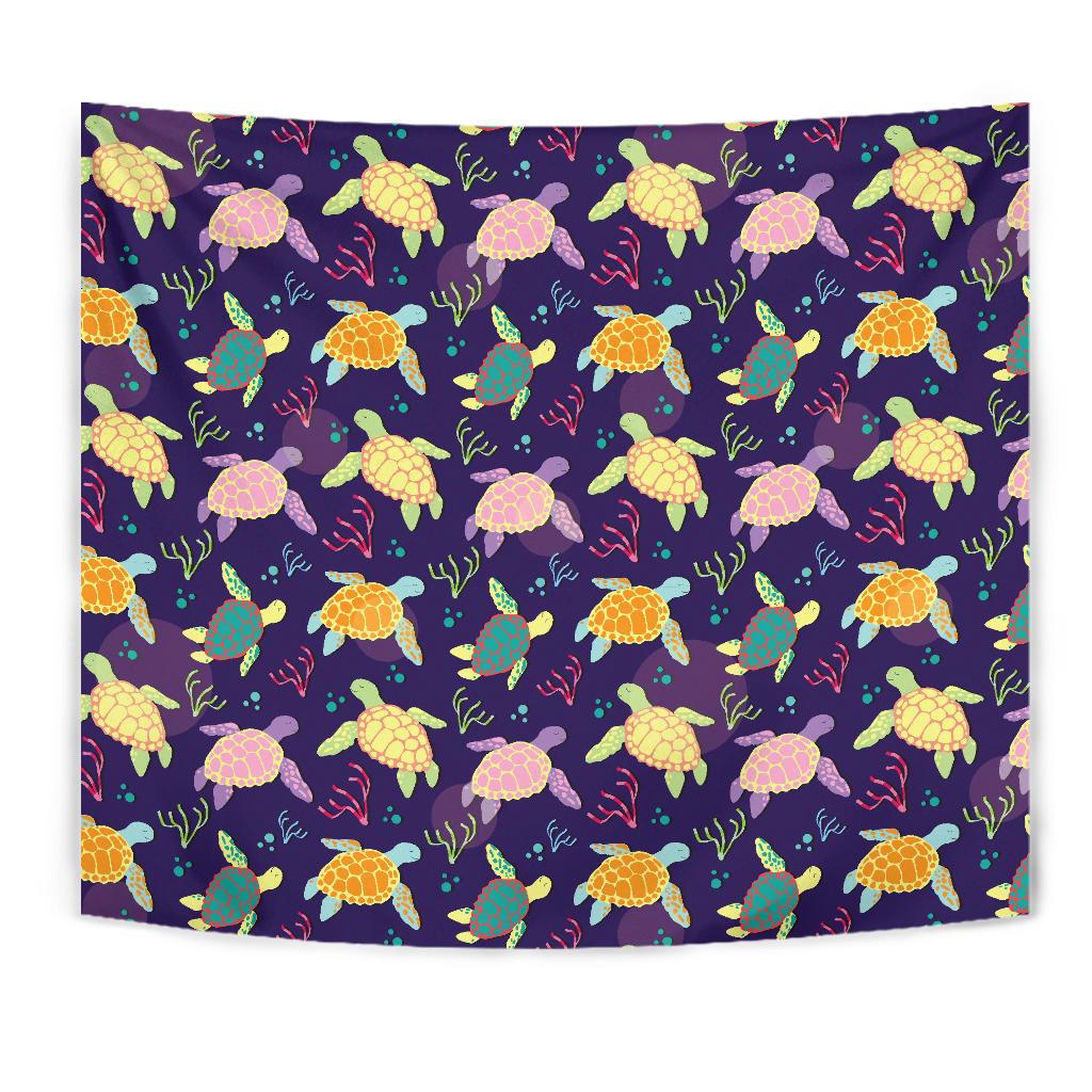 Sea Turtle Color Smile Tapestry