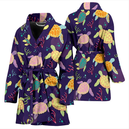 Sea Turtle Color Smile Women Bath Robe