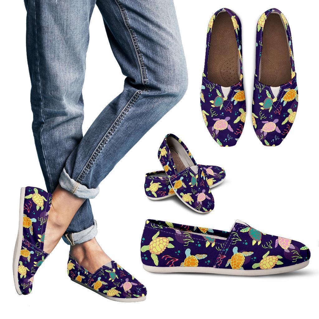 Sea Turtle Color Smile Women Casual Shoes-JorJune.com