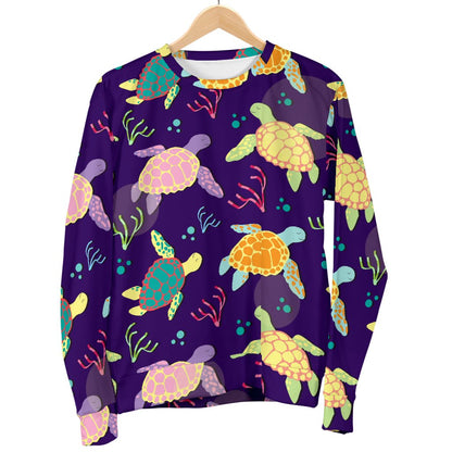 Sea Turtle Color Smile Women Crewneck Sweatshirt