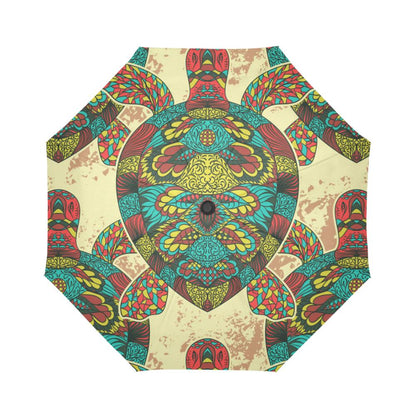 Sea Turtle Colorful Tribal Automatic Foldable Umbrella