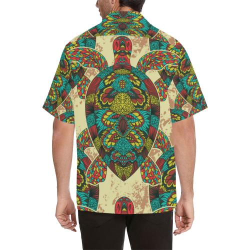 Sea Turtle Colorful Tribal Men Hawaiian Shirt