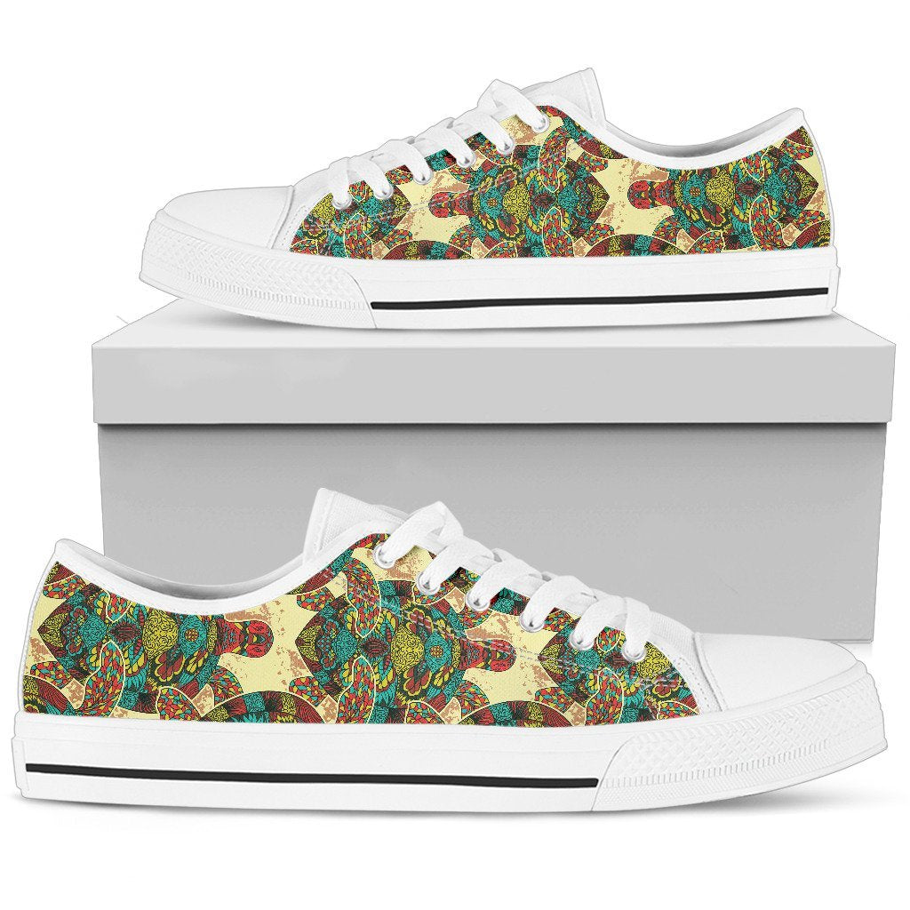 Colorful Sea Turtle Women Low Top Canvas Shoes