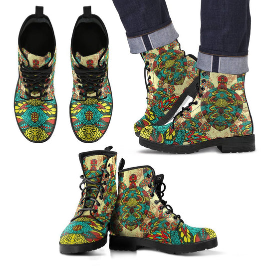 Colorful Sea Turtle Women & Men Leather Boots