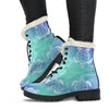 Sea Turtle Draw Faux Fur Leather Boots