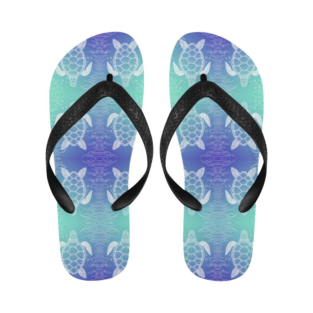 Sea Turtle Draw Flip Flops-JorJune