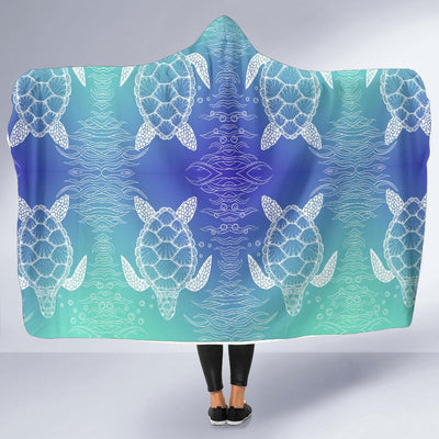 Sea Turtle Draw Hooded Blanket-JORJUNE.COM