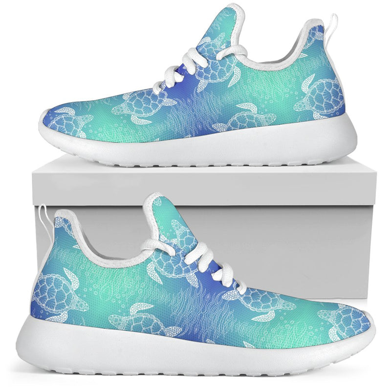 Sea Turtle Draw Mesh Knit Sneakers Shoes