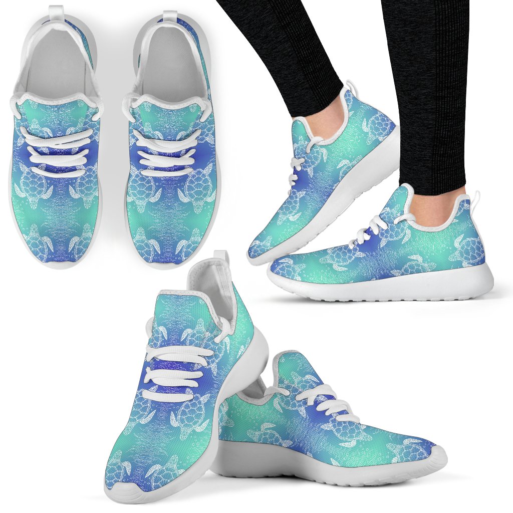 Sea Turtle Draw Mesh Knit Sneakers Shoes