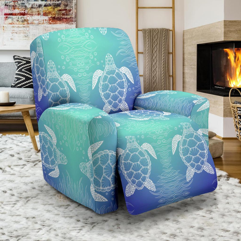 Sea Turtle Draw Recliner Slipcover-JORJUNE.COM