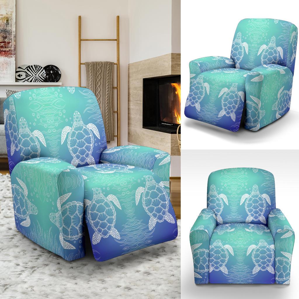 Sea Turtle Draw Recliner Slipcover-JORJUNE.COM