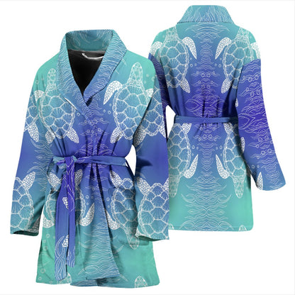 Sea Turtle Draw Women Bath Robe