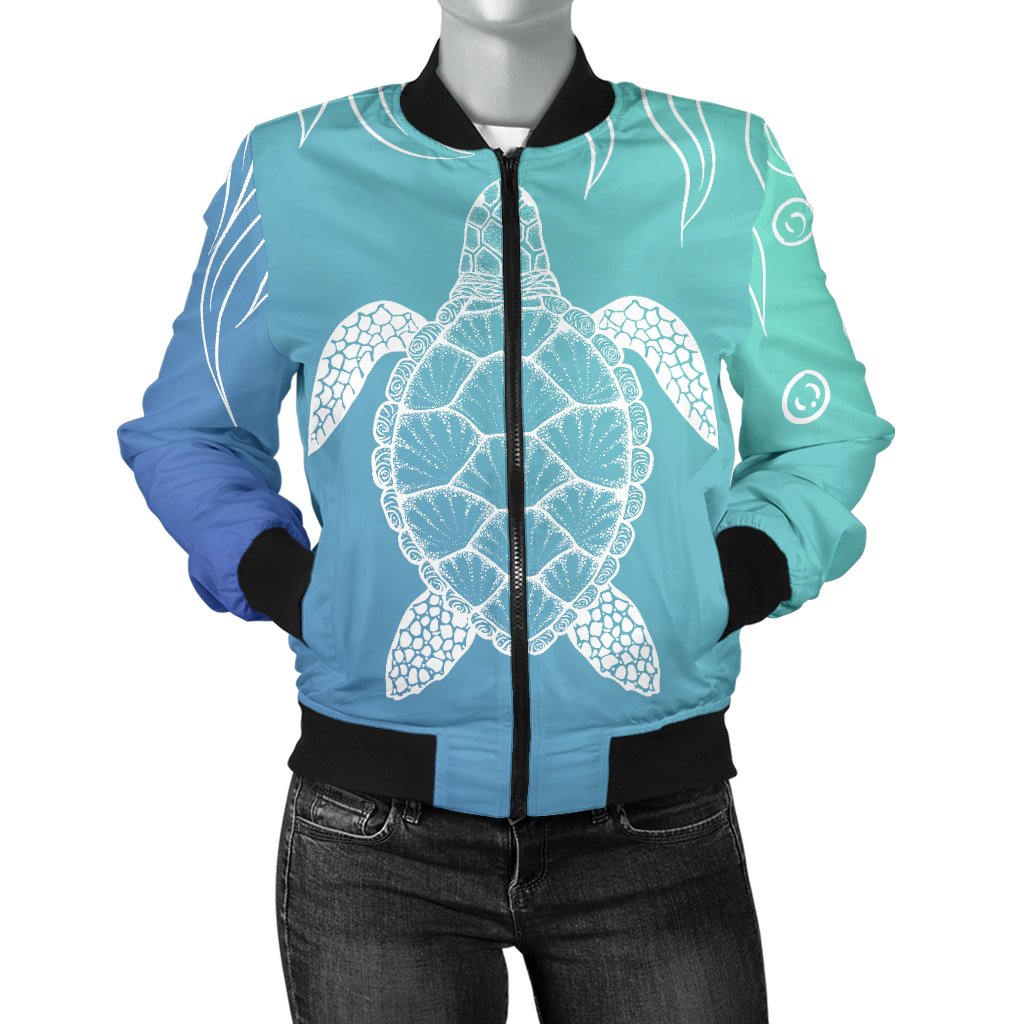 Sea Turtle Draw Women Casual Bomber Jacket