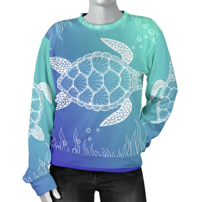 Sea Turtle Draw Women Crewneck Sweatshirt