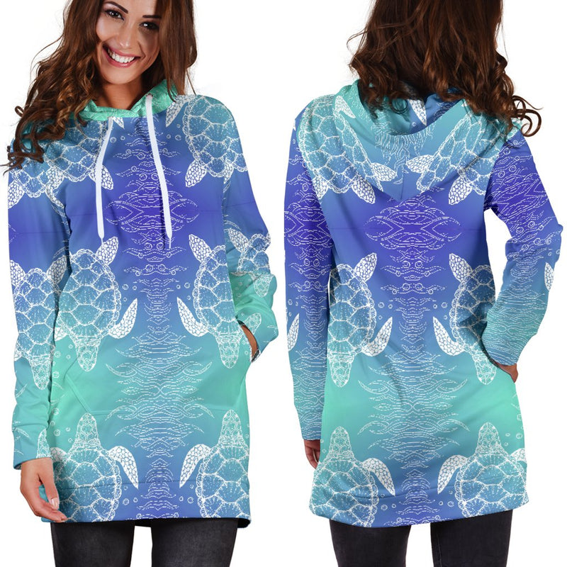 Sea Turtle Draw Women Hoodie Dress