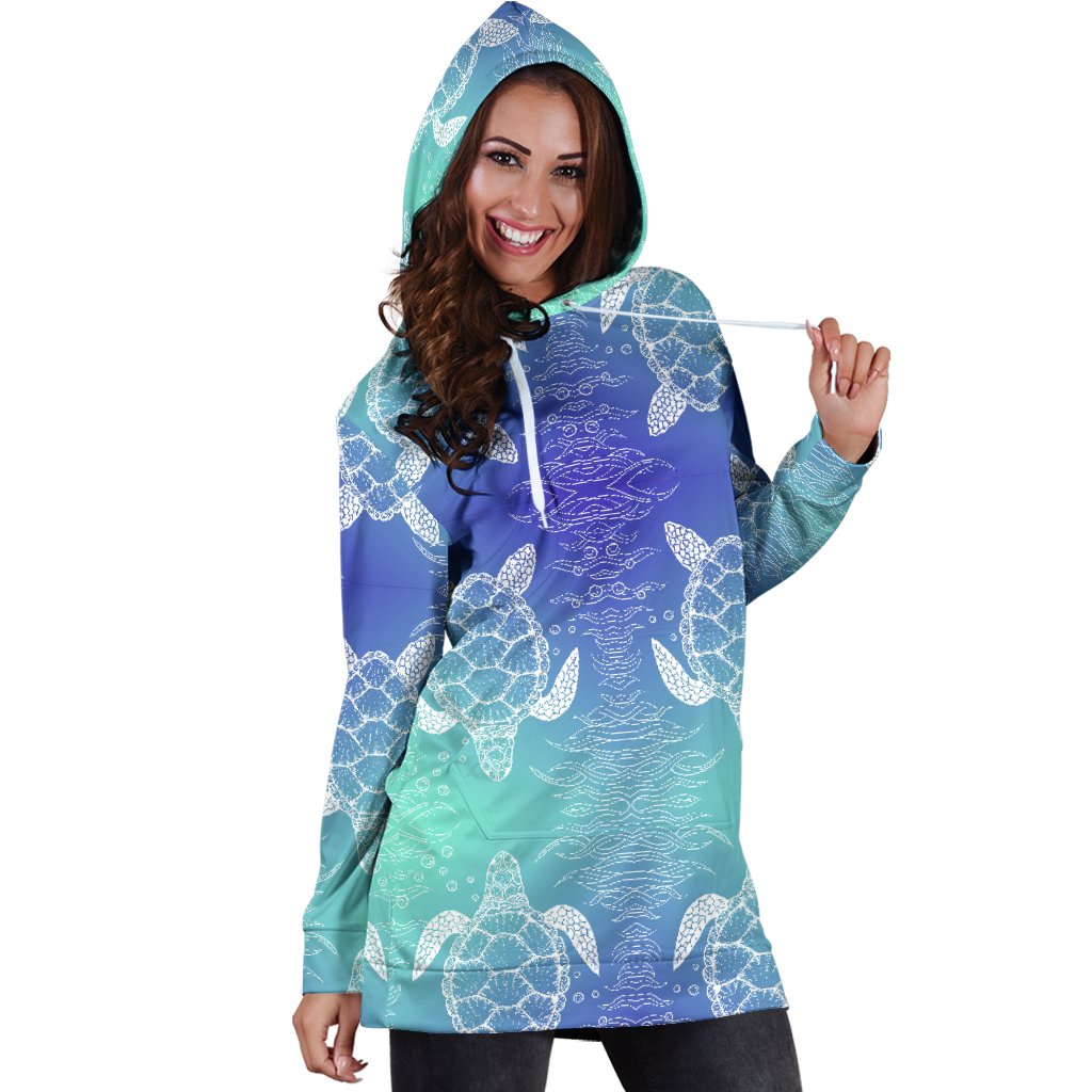 Sea Turtle Draw Women Hoodie Dress
