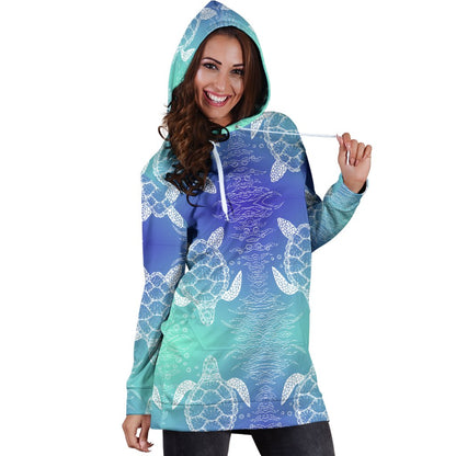 Sea Turtle Draw Women Hoodie Dress