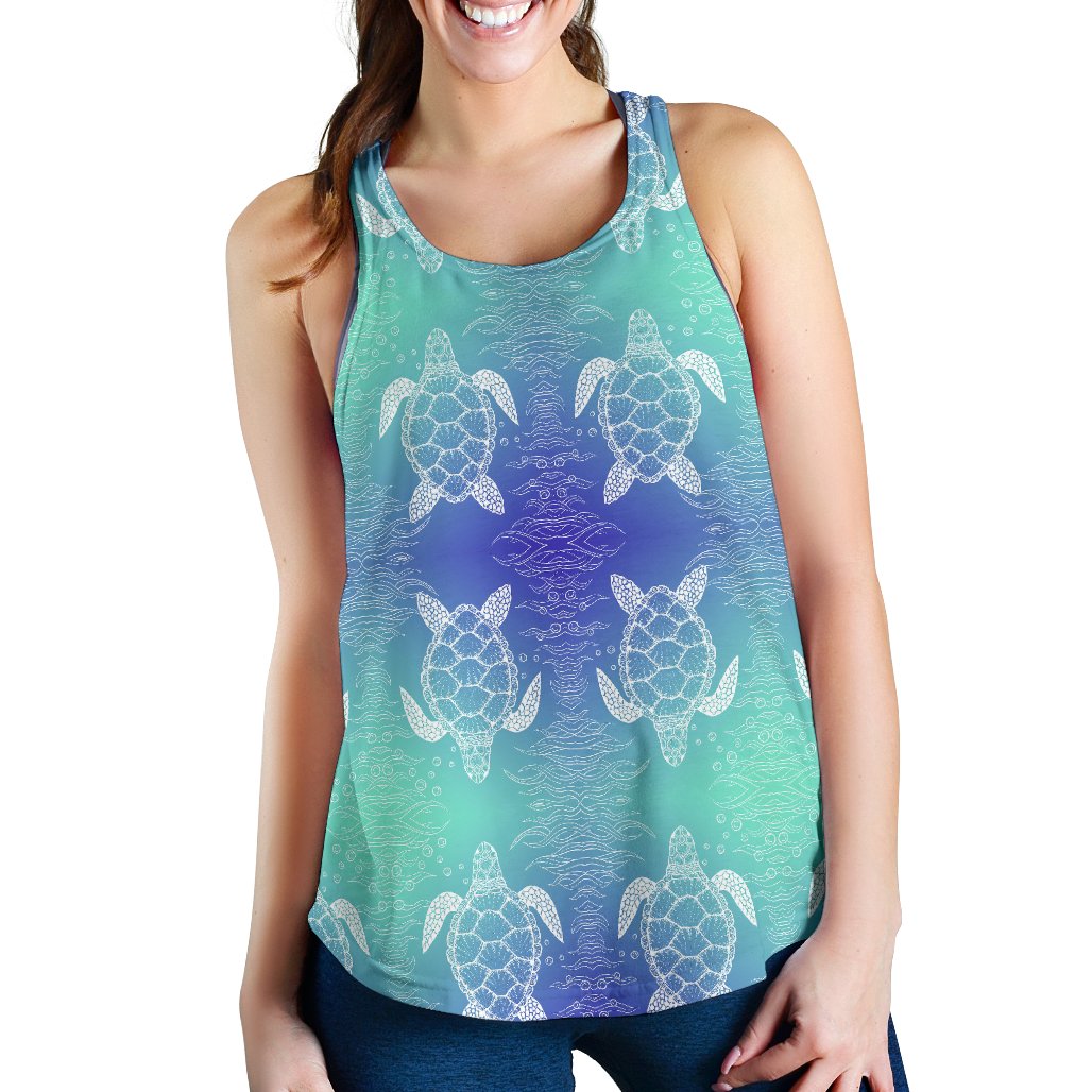 Sea Turtle Draw Women Racerback Tank Top