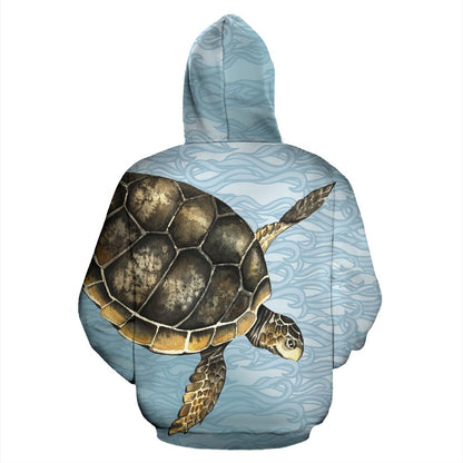Sea Turtle Happy All Over Print Hoodie