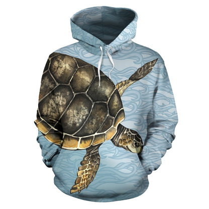 Sea Turtle Happy All Over Print Hoodie