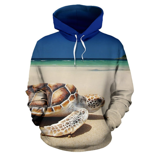 Sea Turtle on the Beach All Over Print Hoodie