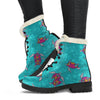 Sea Turtle Pattern Faux Fur Leather Boots