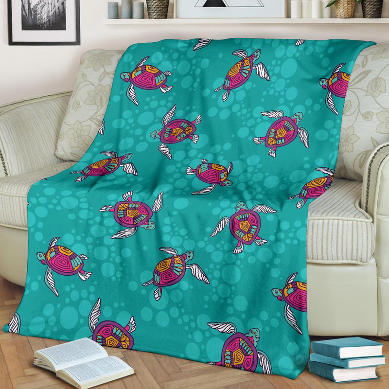 Sea Turtle Pattern Fleece Blanket