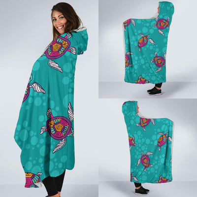 Sea Turtle Pattern Hooded Blanket-JORJUNE.COM