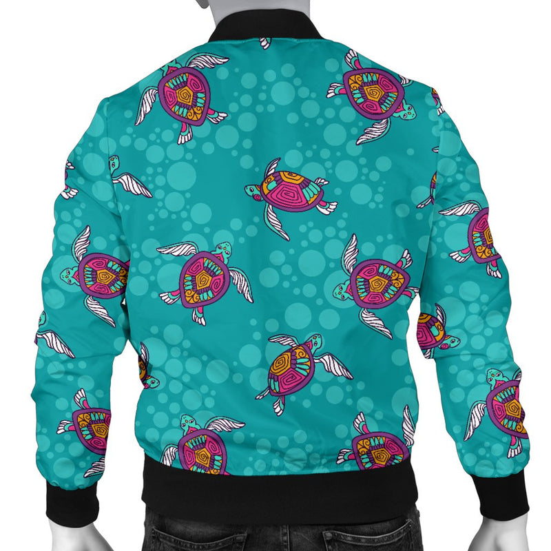 Sea Turtle Pattern Men Casual Bomber Jacket