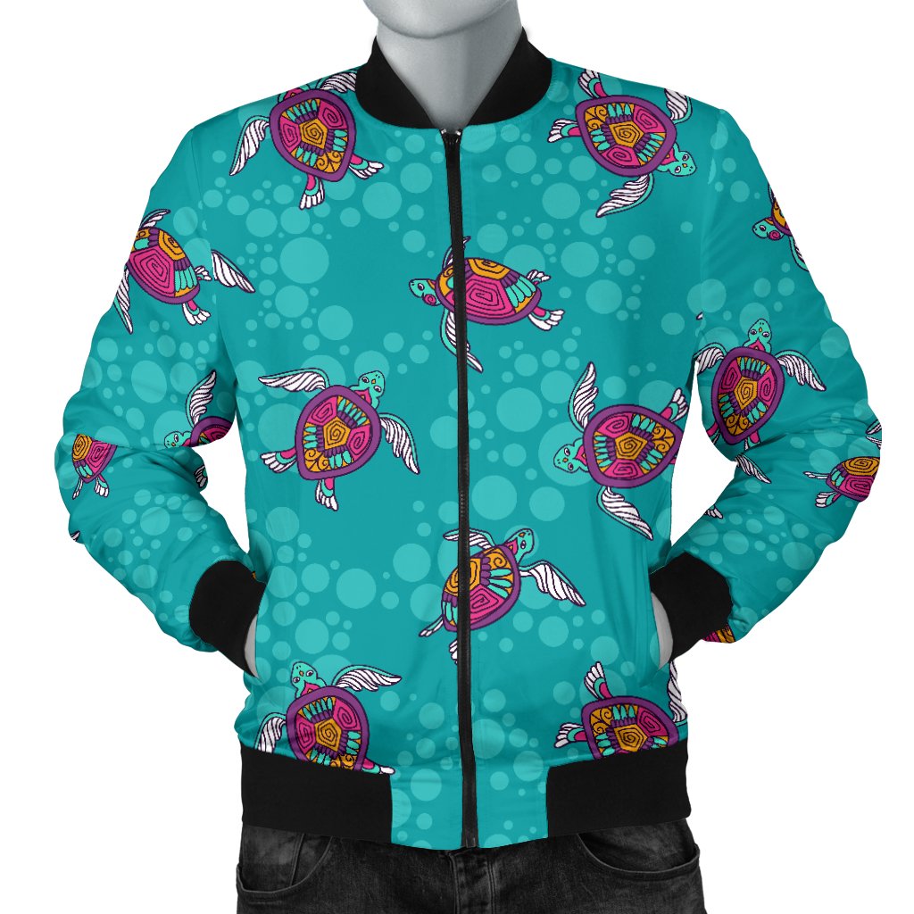 Sea Turtle Pattern Men Casual Bomber Jacket