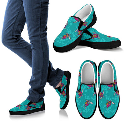 Sea Turtle Pattern Men Slip On Shoes