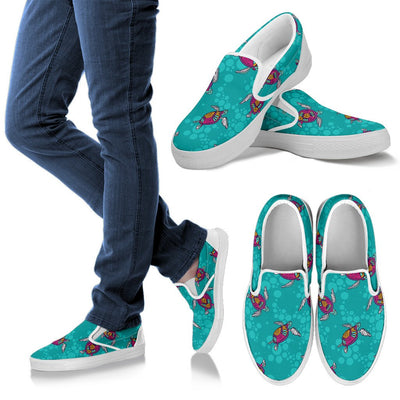 Sea Turtle Pattern Men Slip On Shoes