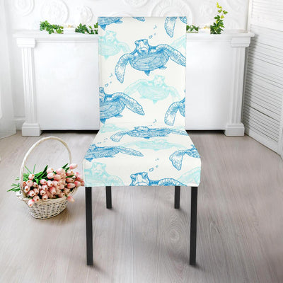 Sea Turtle Pattern Print Design T01 Dining Chair Slipcover-JORJUNE.COM