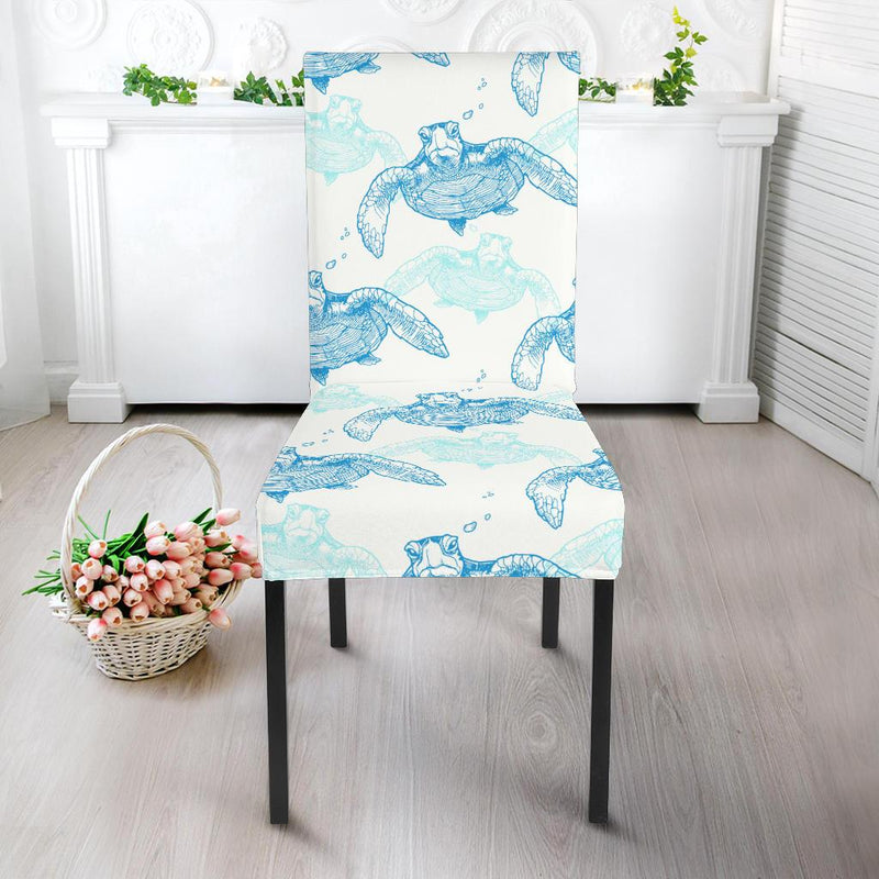 Sea Turtle Pattern Print Design T01 Dining Chair Slipcover-JORJUNE.COM