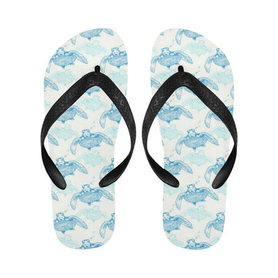 Sea Turtle Pattern Print Design T01 Flip Flops-JorJune