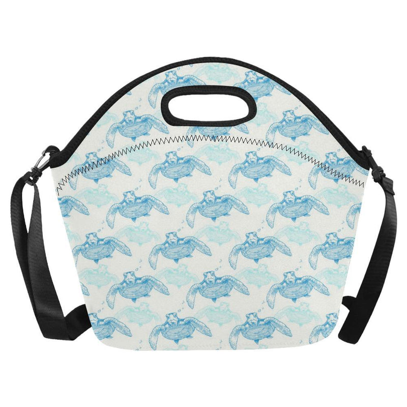 Sea Turtle Pattern Print Design T01 Neoprene Lunch Bag-JorJune