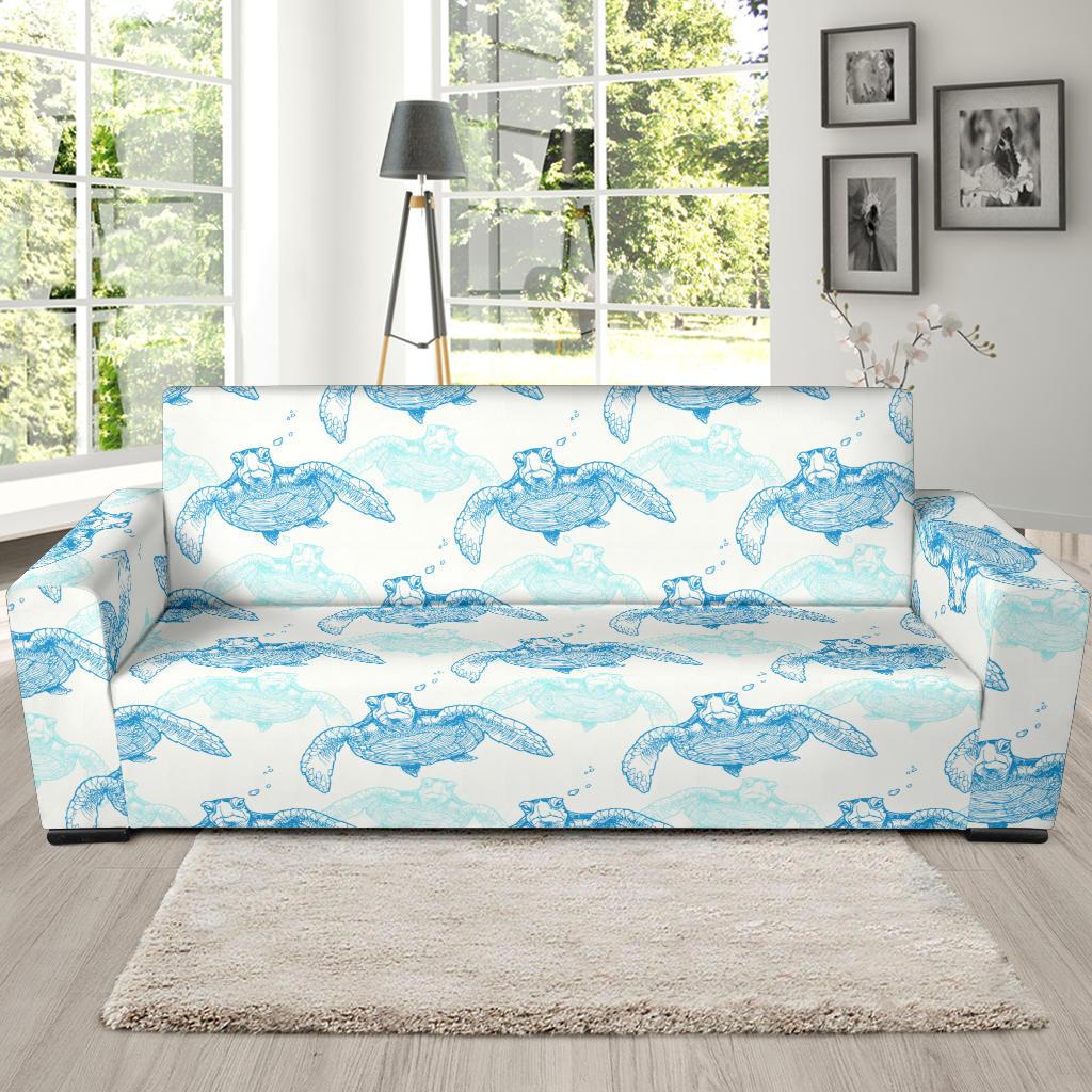 Sea Turtle Pattern Print Design T01 Sofa Slipcover-JORJUNE.COM