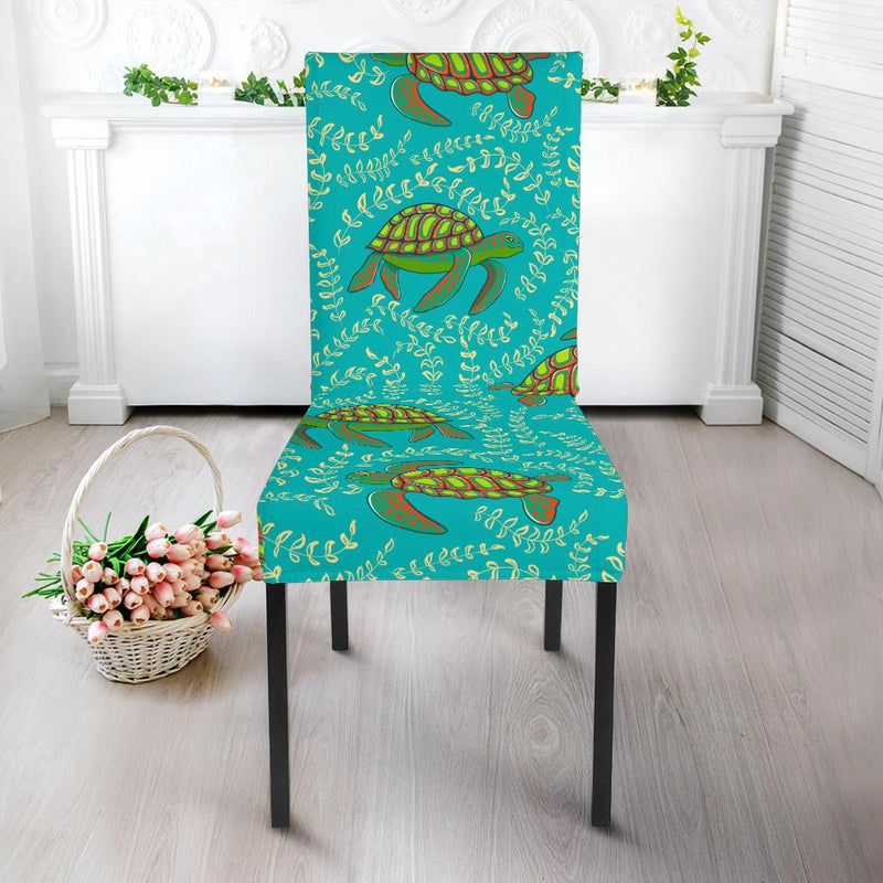 Sea Turtle Pattern Print Design T010 Dining Chair Slipcover-JORJUNE.COM