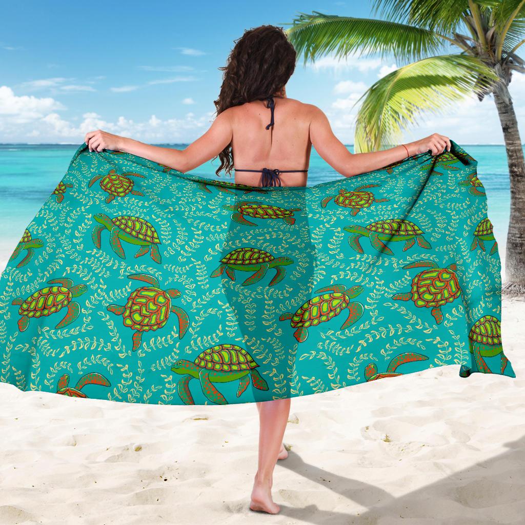 Sea Turtle Pattern Print Design T010 Sarong Pareo Wrap-JORJUNE.COM