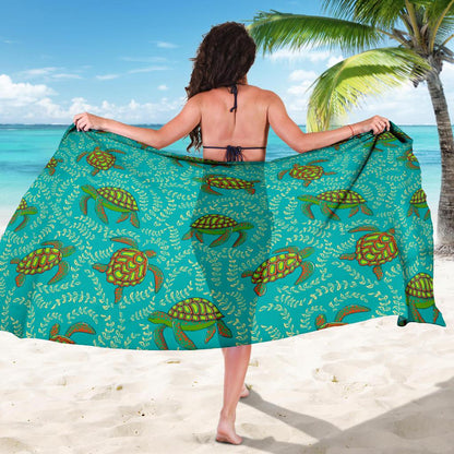 Sea Turtle Pattern Print Design T010 Sarong Pareo Wrap-JORJUNE.COM