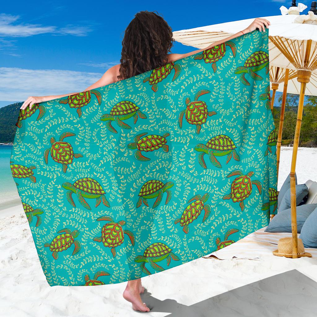 Sea Turtle Pattern Print Design T010 Sarong Pareo Wrap-JORJUNE.COM