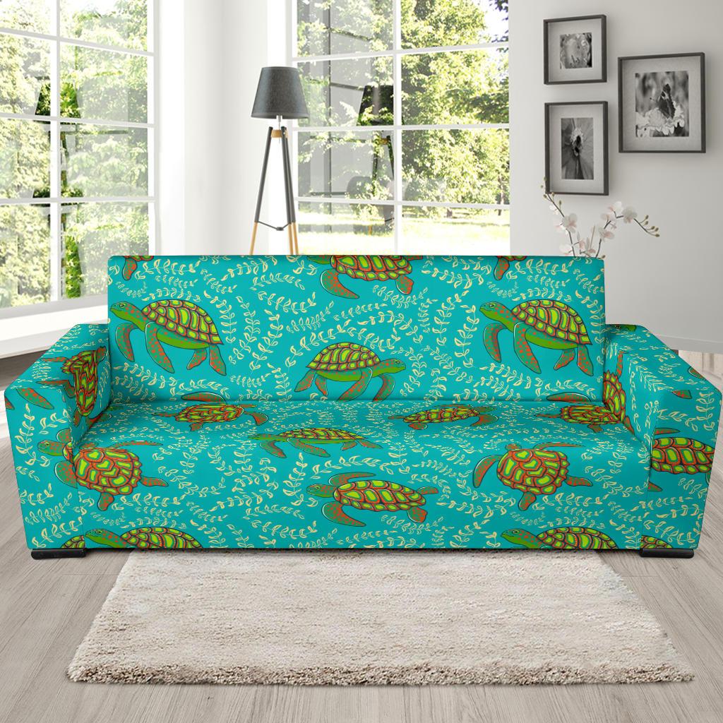 Sea Turtle Pattern Print Design T010 Sofa Slipcover-JORJUNE.COM