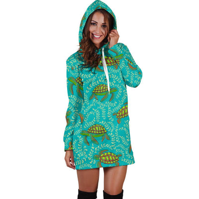 Sea Turtle Pattern Print Design T010 Women Hoodie Dress