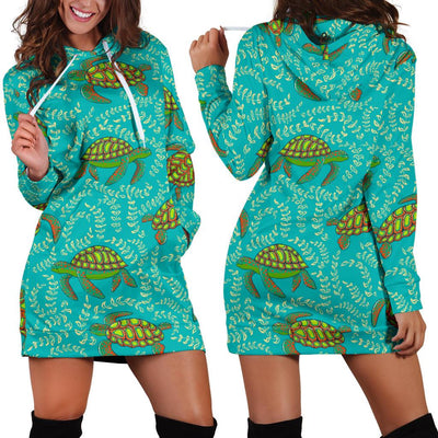 Sea Turtle Pattern Print Design T010 Women Hoodie Dress