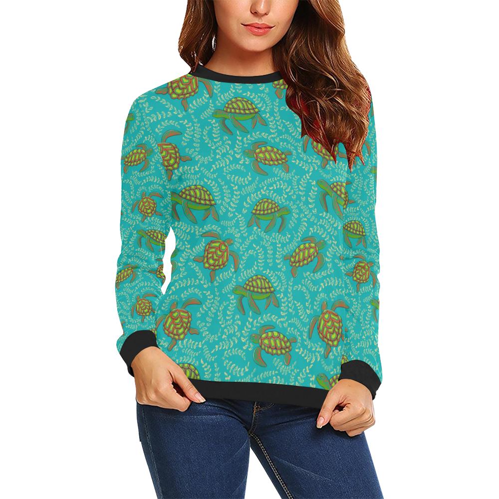 Sea Turtle Pattern Print Design T010 Women Long Sleeve Sweatshirt-JorJune