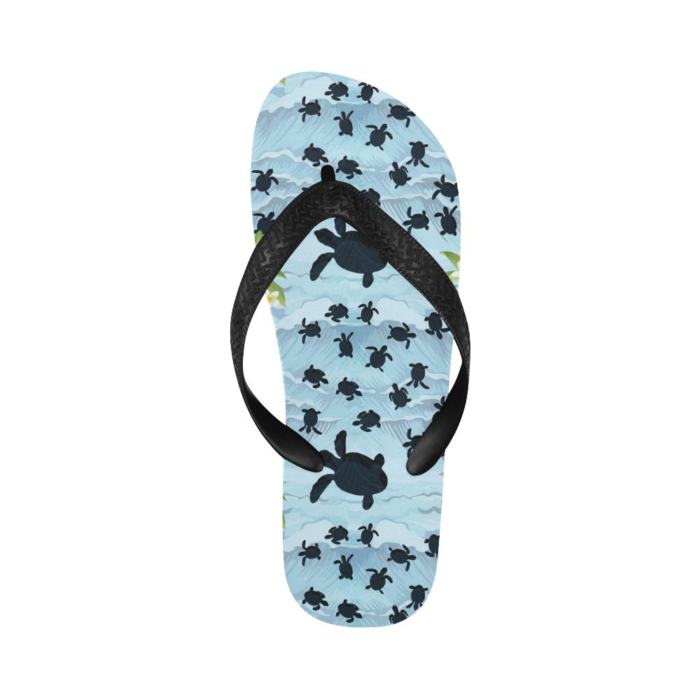Sea Turtle Pattern Print Design T011 Flip Flops-JorJune