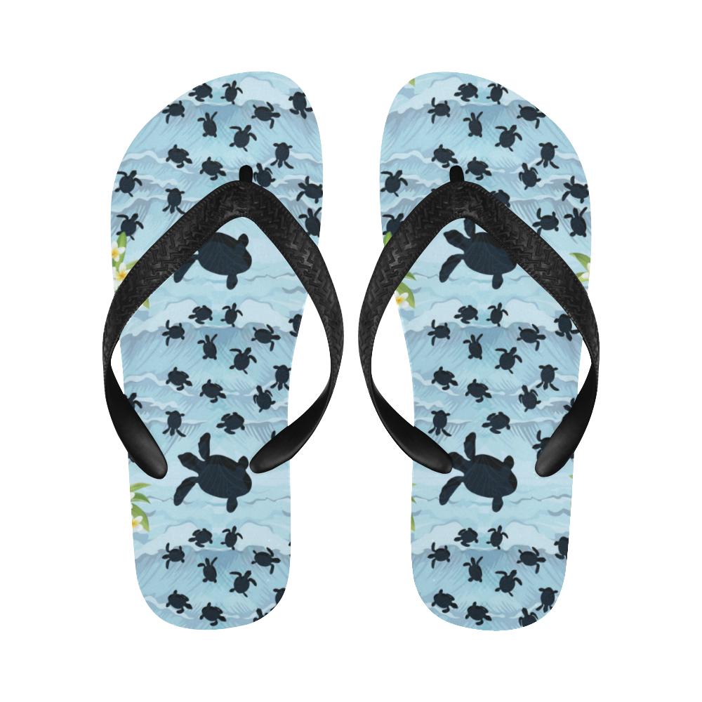 Sea Turtle Pattern Print Design T011 Flip Flops-JorJune