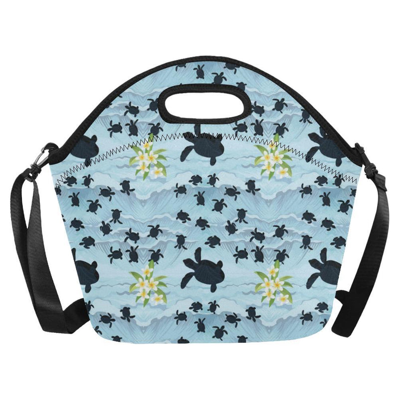 Sea Turtle Pattern Print Design T011 Neoprene Lunch Bag-JorJune