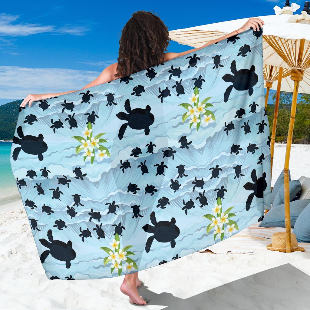 Sea Turtle Pattern Print Design T011 Sarong Pareo Wrap-JORJUNE.COM