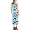 Sea Turtle Pattern Print Design T011 Sleeveless Open Fork Long Dress